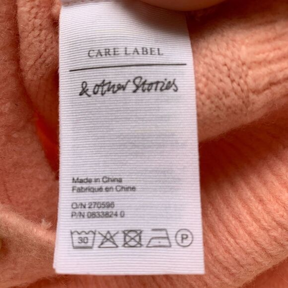 Atelier & Other Stories pink/light coral fluffy V neck sweater, front buttons, S - Picture 6 of 12